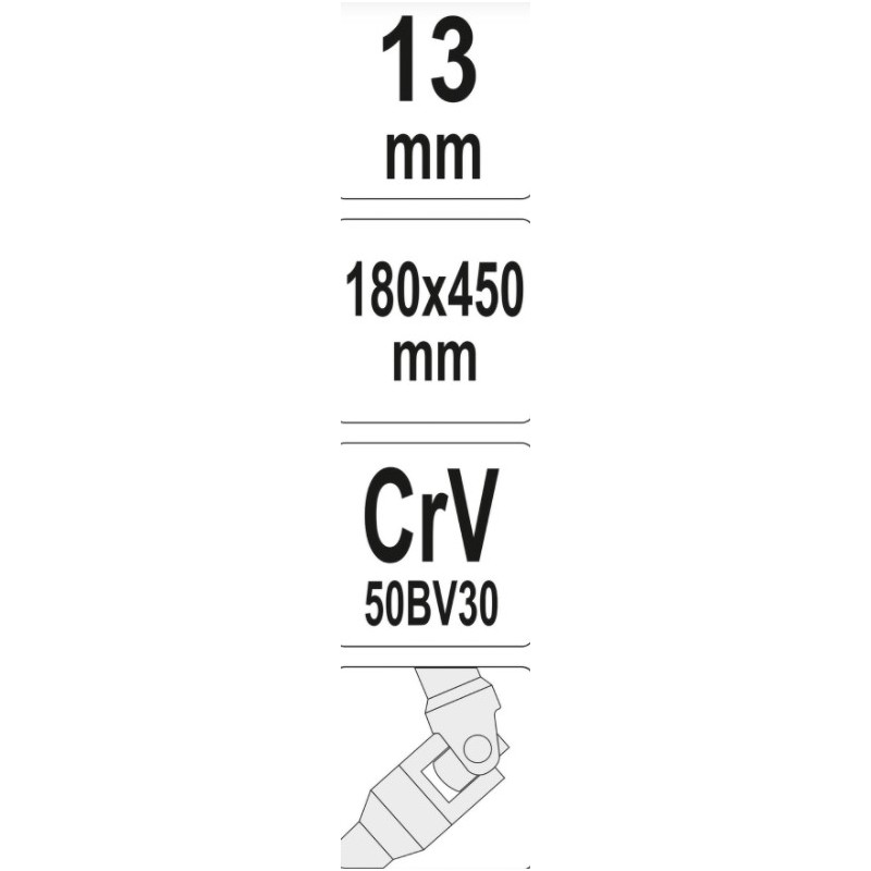 YT-15278 YATO Cheie tubulara hexagonala 13 mm T, articulatie cardanica