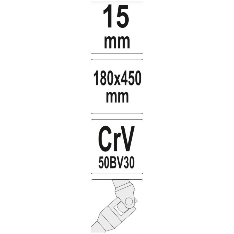 YT-15280 YATO Cheie tubulara hexagonala 15 mm T, articulatie cardanica