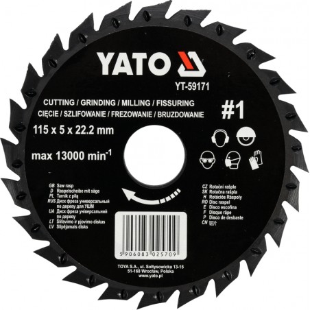 YT-59171 YATO Disc circular raspel depresat 115x5x22.2mm