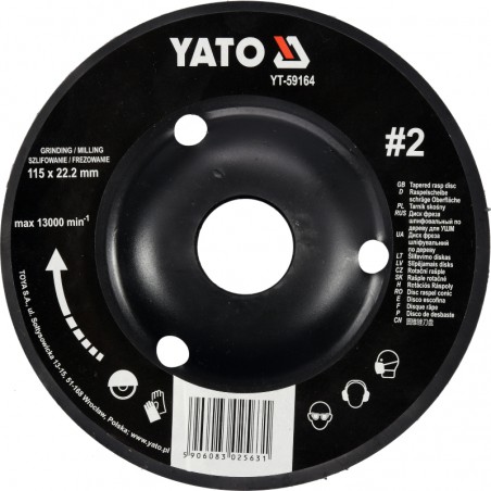 YT-59164 YATO Disc circular raspel depresat 115x22.2mm, Nr.2