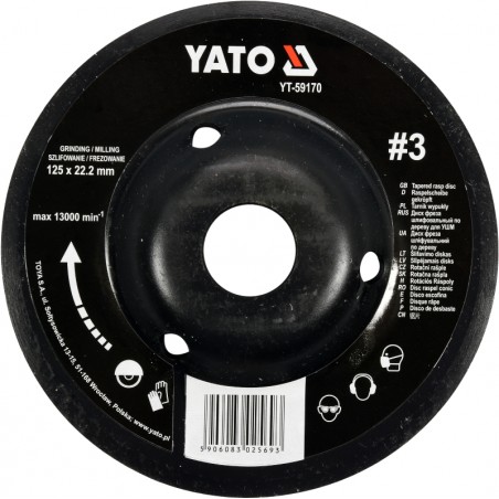 YT-59170 YATO Disc circular raspel depresat 125x22.2mm, Nr.3