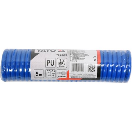 YT-24201 YATO Furtun spiralat pentru aer comprimat 5.5x8mm, lungime 5m