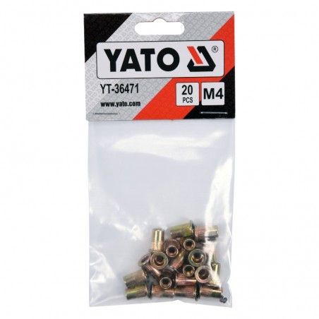 YT-36471 YATO Set 20 piulite nituibile, marime M4, lungime 11 mm