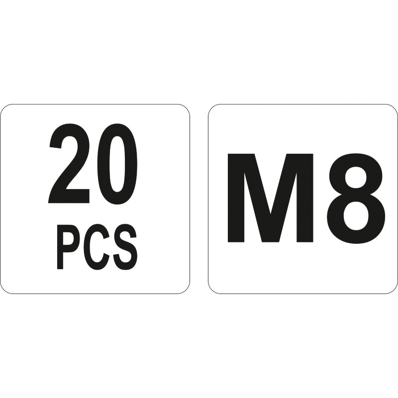 YT-36474 YATO Set 20 piulite nituibile, marime M8, lungime 18 mm