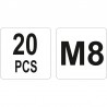 YT-36474 YATO Set 20 piulite nituibile, marime M8, lungime 18 mm