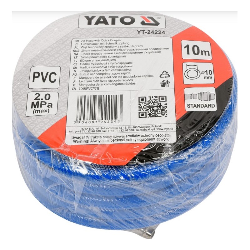 YT-24224 YATO Furtun aer 2 MPa, lungime 10 m, diametru 10 mm