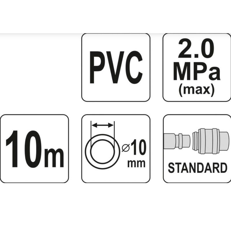 YT-24224 YATO Furtun aer 2 MPa, lungime 10 m, diametru 10 mm