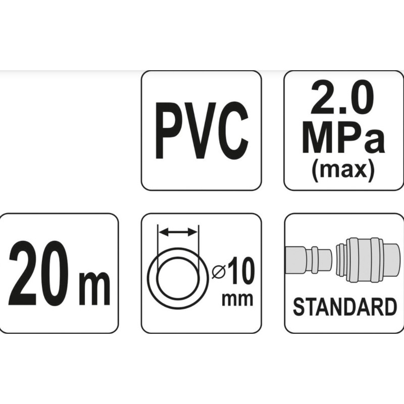 YT-24225 YATO Furtun aer 2 MPa, lungime 20 m, diametru 10 mm