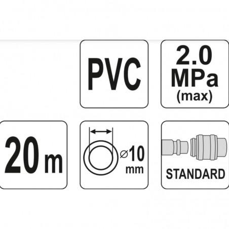 YT-24225 YATO Furtun aer 2 MPa, lungime 20 m, diametru 10 mm