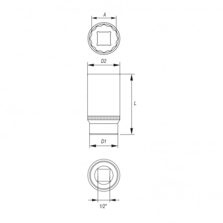 YT-12949 YATO Cheie tubulara bihexagonala 32 mm, prindere patrat 1/2". YT-12949 YATO Cheie tubulara bihexagonala 32 mm, prindere patrat 1/2".