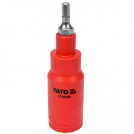 YT-21080 YATO Bit hexagonal 4 mm,cu adaptor patrat 3/8",izolat 1000 V