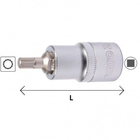 YT-04342 YATO Bit spline M8, cu adaptor prindere patrat 1/2".