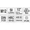 YT-04344 YATO Bit spline M12, cu adaptor prindere patrat 1/2".