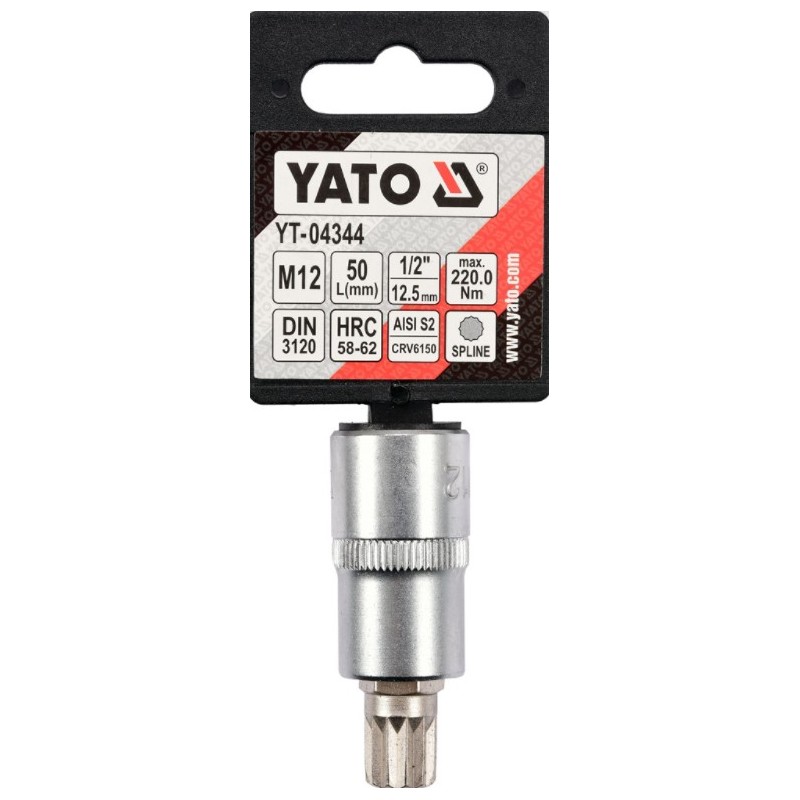 YT-04344 YATO Bit spline M12, cu adaptor prindere patrat 1/2".