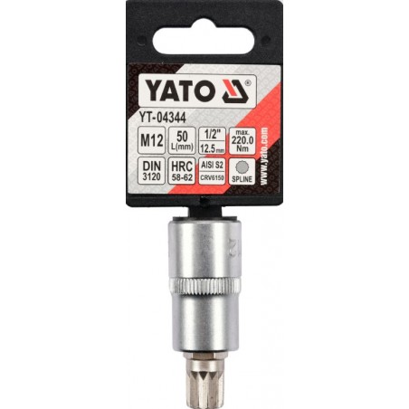 YT-04344 YATO Bit spline M12, cu adaptor prindere patrat 1/2".