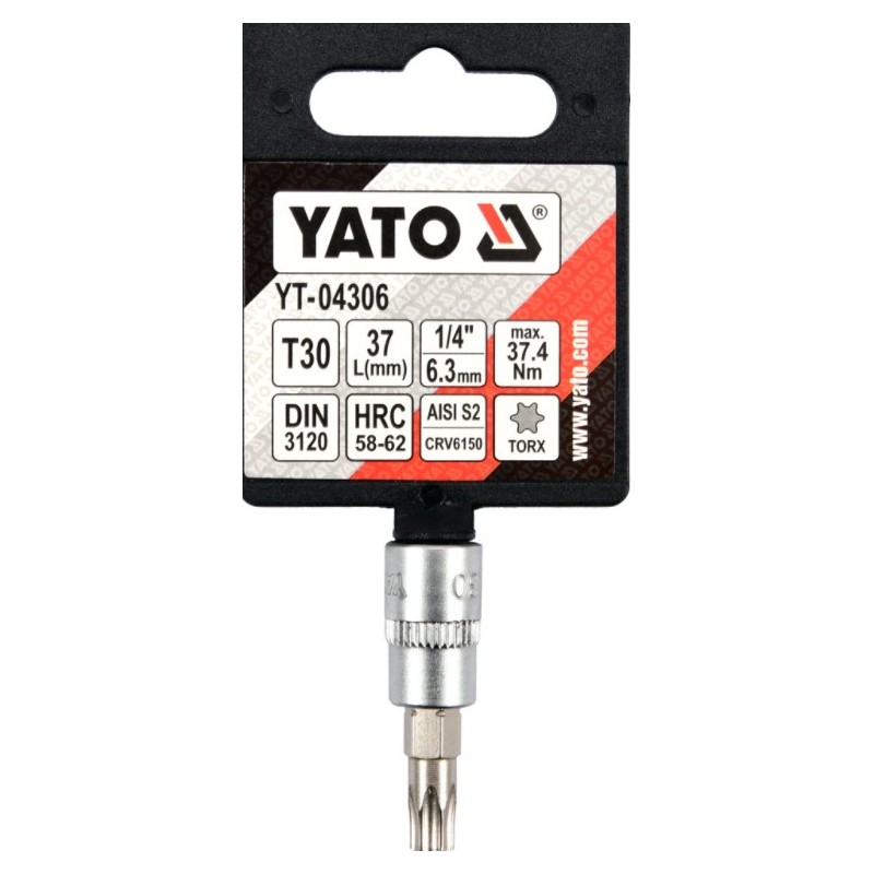 YT-04306 YATO Bit TORX T30,adaptor prindere patrat 1/4",lungime 37 mm.