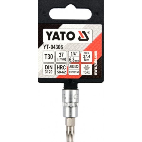 YT-04306 YATO Bit TORX T30,adaptor prindere patrat 1/4",lungime 37 mm.