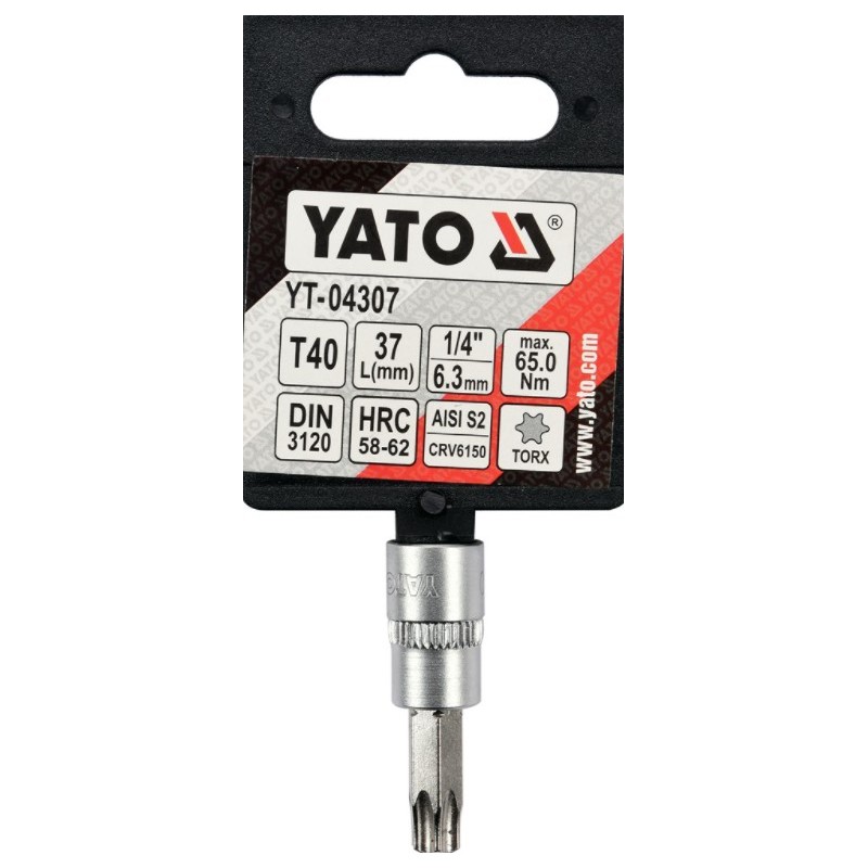 YT-04307 YATO Bit TORX T40,adaptor prindere patrat 1/4",lungime 37 mm.
