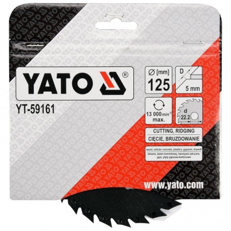 YT-59161 YATO Disc circular raspel pentru lemn 125 x 5 x 22.2 mm.