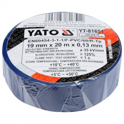 YT-81651 YATO Banda izolatoare PVC,culoare albastru,19mmx20mx0.13mm