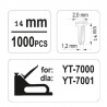 YT-7034 YATO Set 1000 cuie pentru capsator, inaltime 14 mm