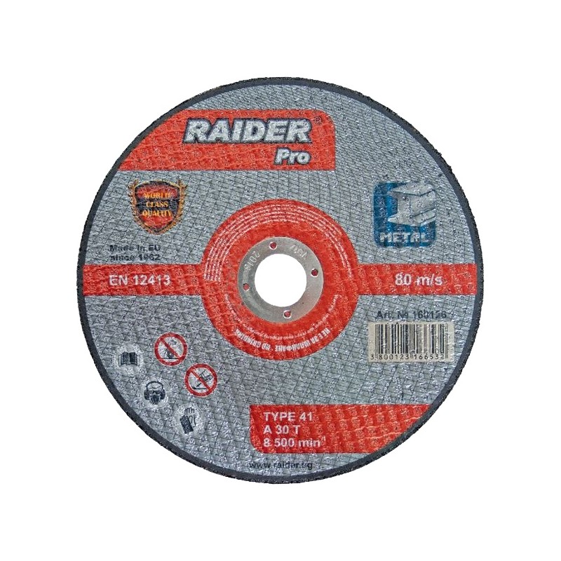 160125 RAIDER Disc pentru taiat metal 125х3х22.2 mm