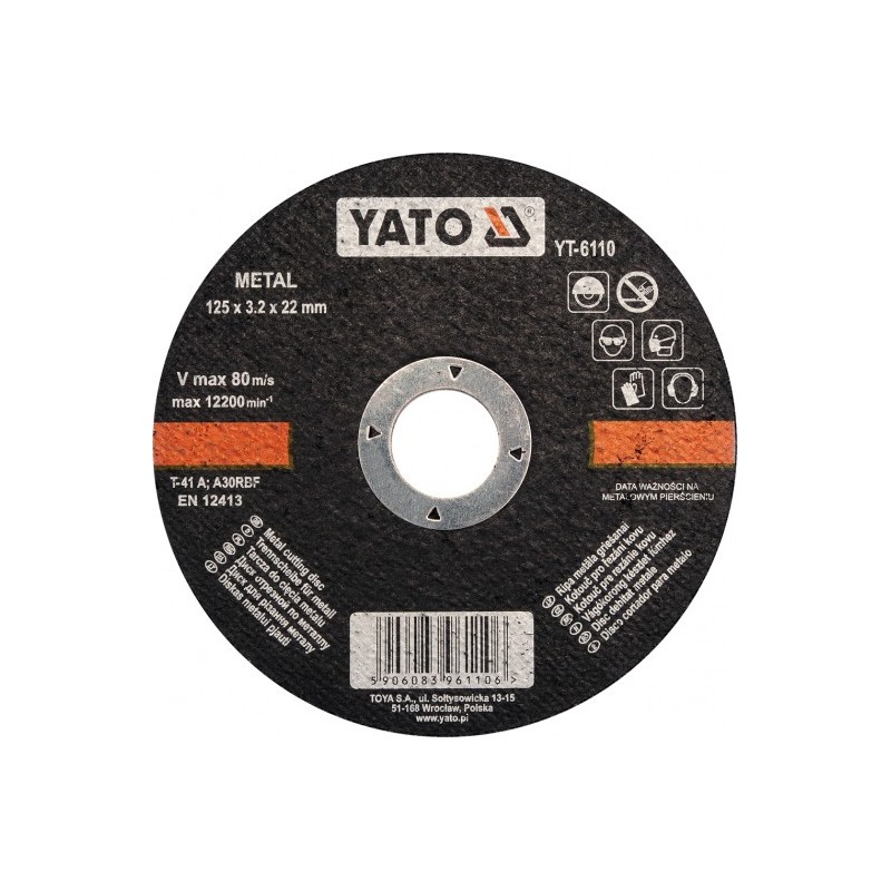 YT-6110 YATO Disc pentru taiat metal, 125 x 3.2 x 22 mm