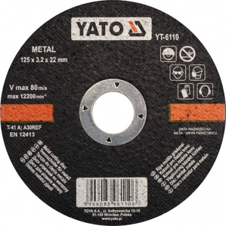 YT-6110 YATO Disc pentru taiat metal, 125 x 3.2 x 22 mm