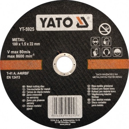 YT-5925 YATO Disc pentru taiat metal, 180 x 1.5 x 22 mm