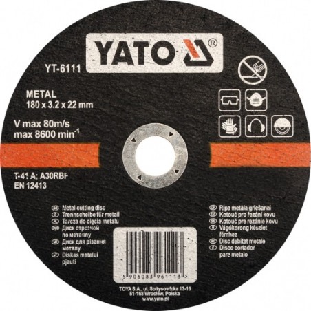 YT-6111 YATO Disc pentru taiat metal, 180 x 3.2 x 22 mm