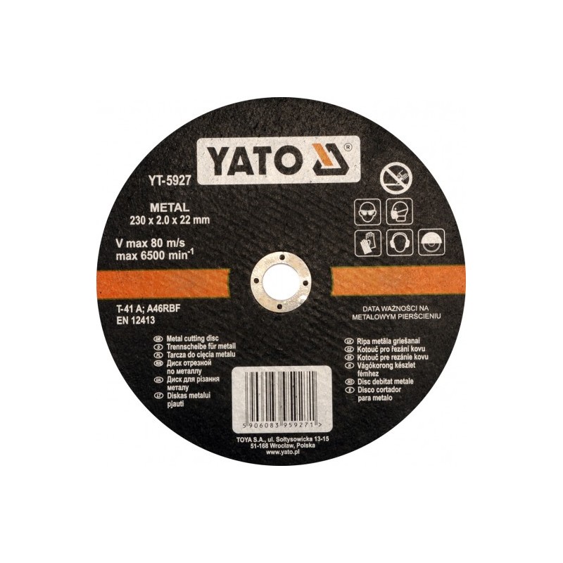 YT-5927 YATO Disc pentru taiat metal, 230 x 2.0 x 22 mm