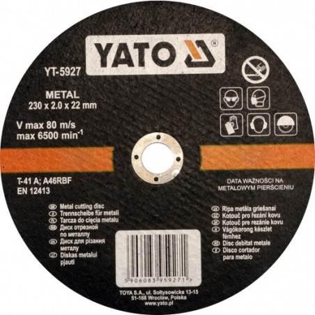 YT-5927 YATO Disc pentru taiat metal, 230 x 2.0 x 22 mm