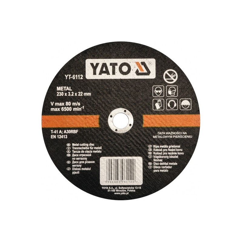 YT-6112 YATO Disc pentru taiat metal, 230 x 3.2 x 22 mm