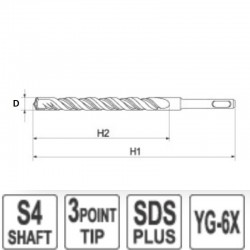 YT-4326 YATO Burghiu beton, diametru 14 mm, lungime 260 mm, SDS PLUS