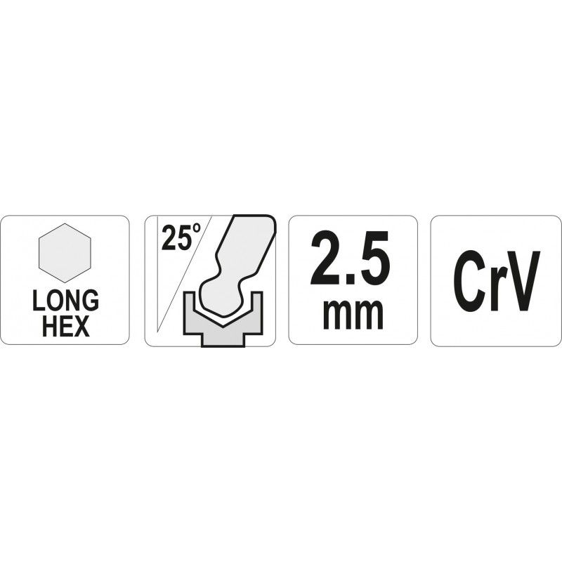 YT-05452 YATO Cheie imbus lunga cu bila, hex tip L, diametru 2.5 mm