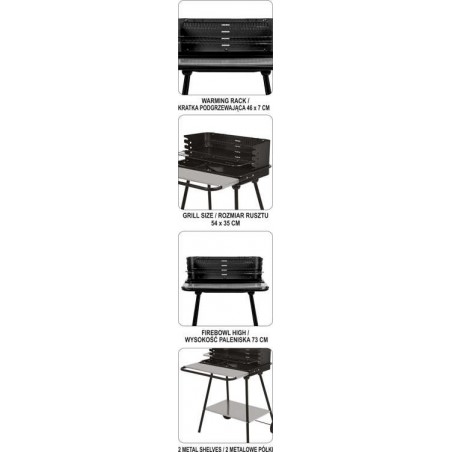 99582 LUND Grill cu deschidere frontala pe carbune 54X35cm