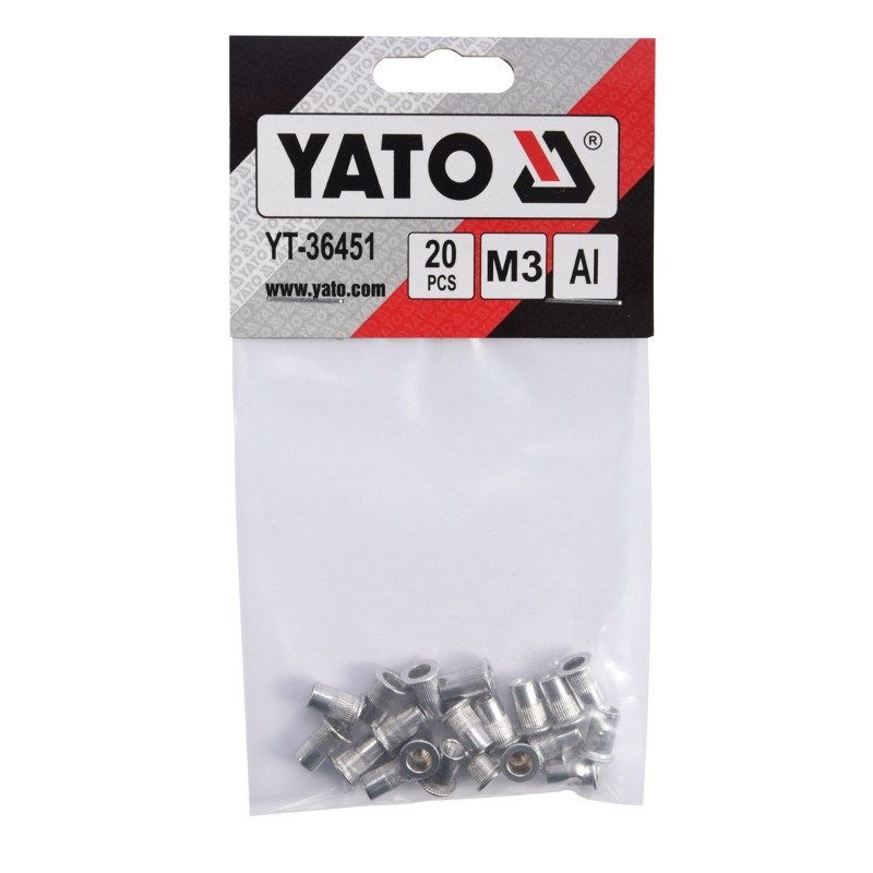 YT-36451 YATO Set 20 piulite nituibile M3, lungime 9 mm