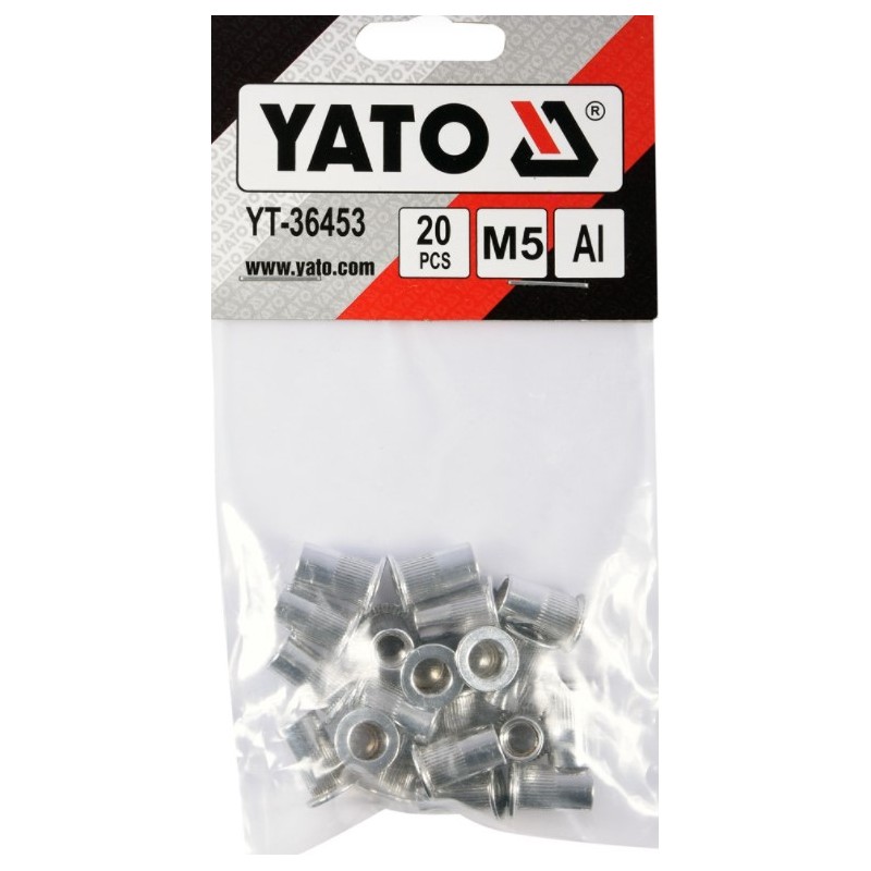 YT-36453 YATO Set 20 piulite nituibile M5, lungime 9 mm