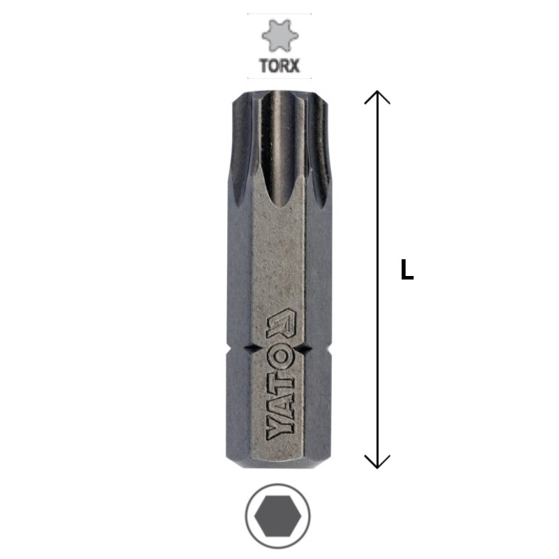 YT-78147 YATO Set 10 biti TORX T40, hexagon 1/4", lungime 25 mm
