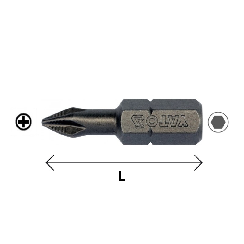 YT-04762 YATO Set 10 biti PH3, prindere hexagonala 1/4", lungime 25 mm