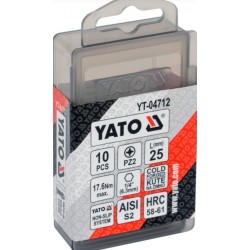 YT-04712 YATO Set 10 biti PZ2, prindere hexagonala 1/4", lungime 25 mm
