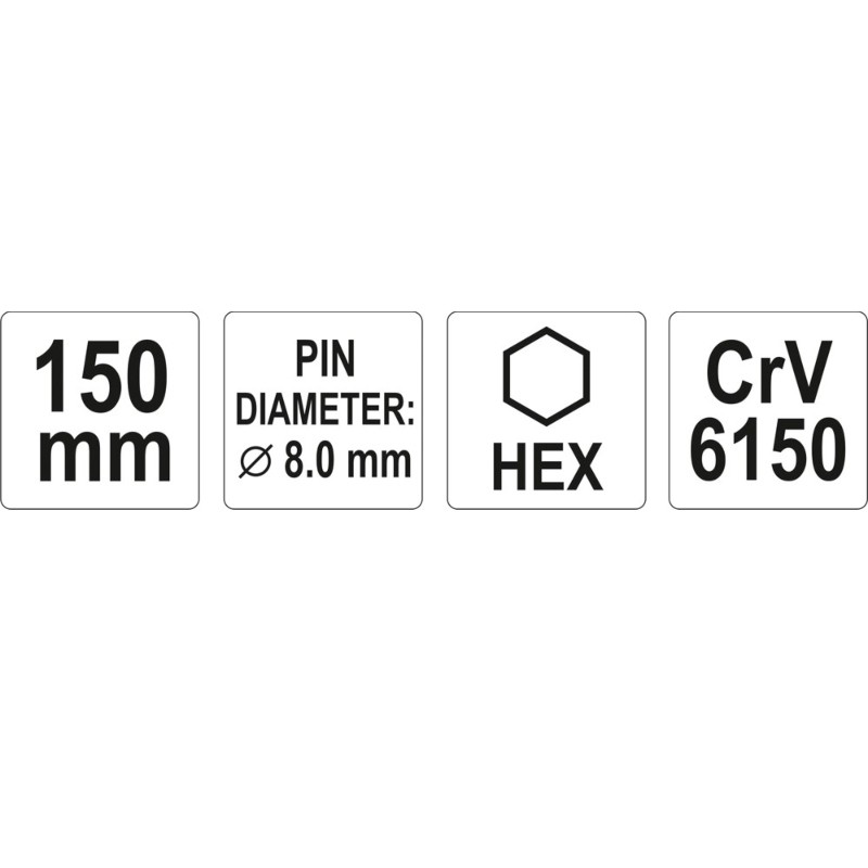 YT-47146 YATO Dorn diametru 8 mm, hexagon 9.4 mm, lungime 150 mm
