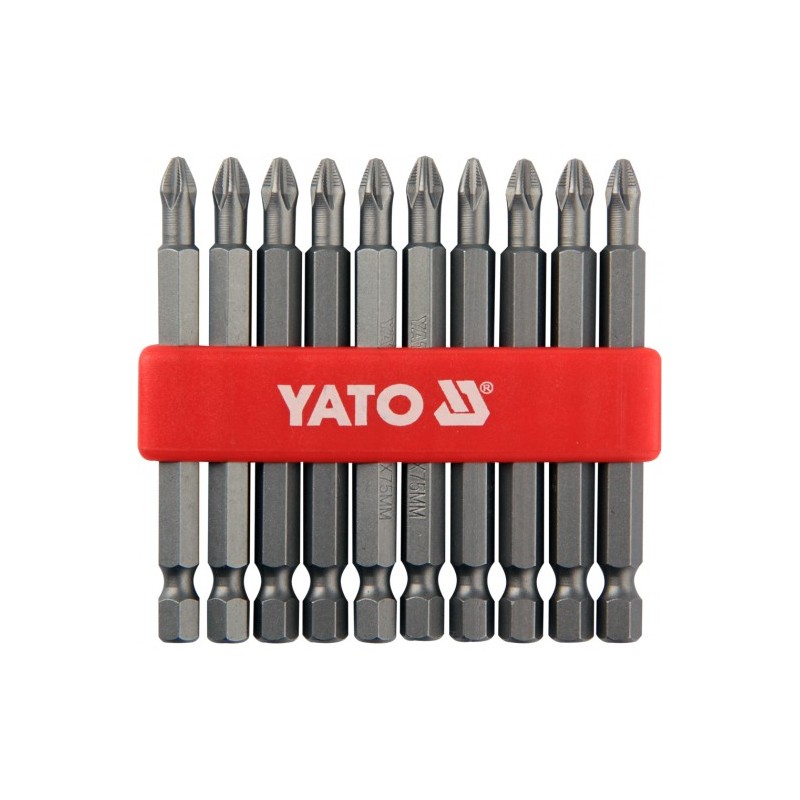 YT-0480 YATO Set 10 biti cruce PH2,prindere hexagon 1/4",lungime 75 mm
