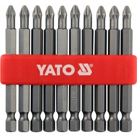 YT-0480 YATO Set 10 biti cruce PH2,prindere hexagon 1/4",lungime 75 mm
