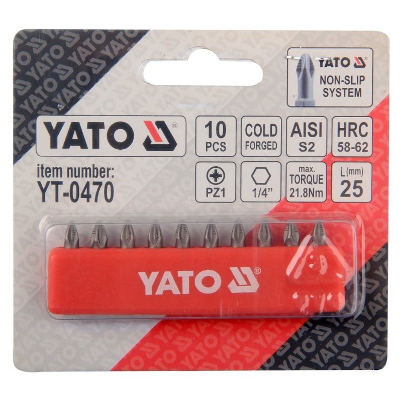 YT-0470 YATO Trusa 10 biti stea PZ1,prindere hexagon 1/4,lungime 25 mm