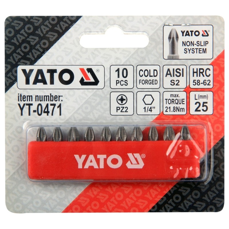 YT-0471 YATO Trusa 10 biti stea PZ2,prindere hexagon 1/4,lungime 25 mm