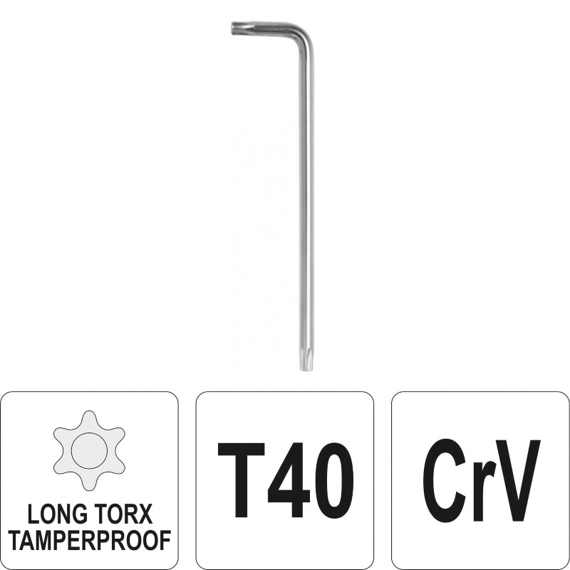 YT-05520 YATO Cheie imbus TORX cu gaura T40, tip L, lungime 121 mm
