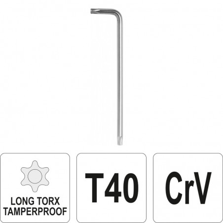 YT-05520 YATO Cheie imbus TORX cu gaura T40, tip L, lungime 121 mm
