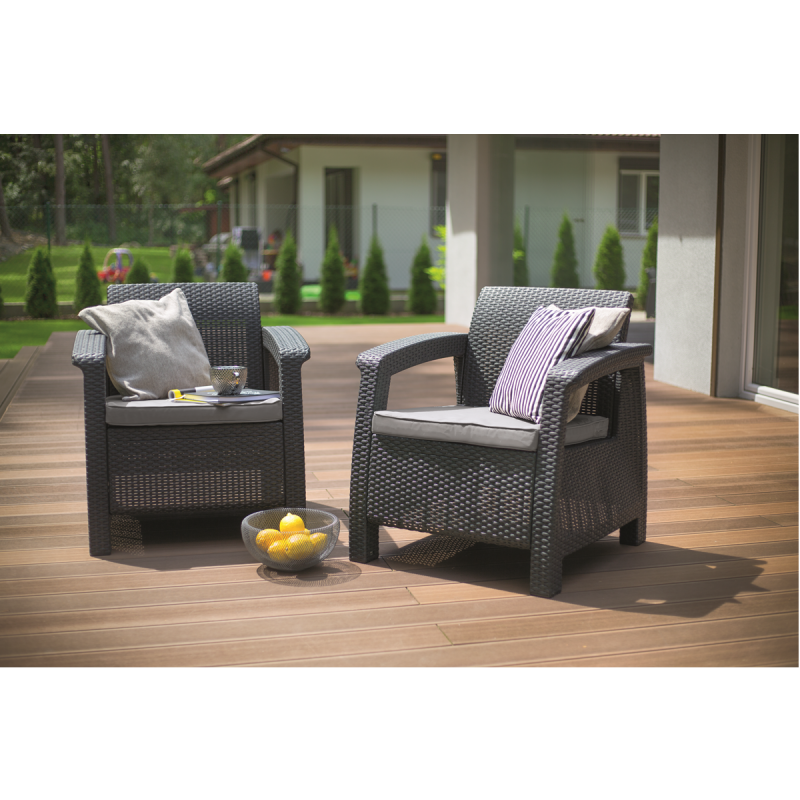09122-939-01 KETER Set doua fotolii de gradina graphite Corfu
