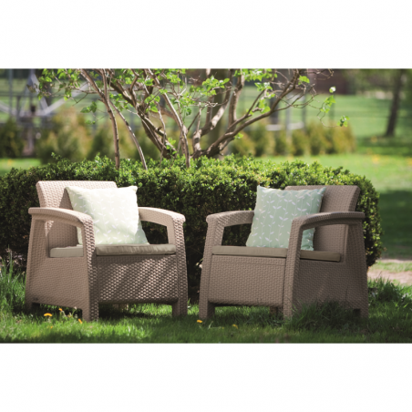 09122-587-01 KETER Set doua fotolii de gradina cappuccino Corfu